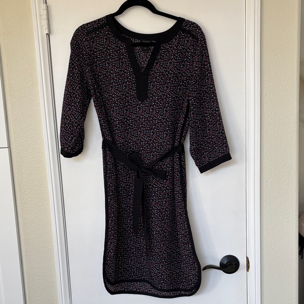 Ann Taylor Black and Red Long Sleeve Dress